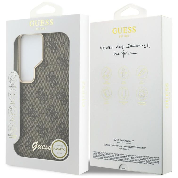 Guess case 4G Script MagSafe for Samsung Galaxy S26 Ultra brown
