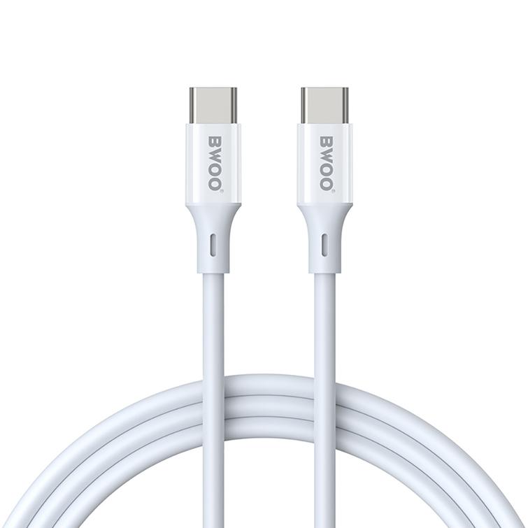 BWOO-kaapeli USB-C - USB-C 1m 60W ABS + TPE X282 C-C valkoinen