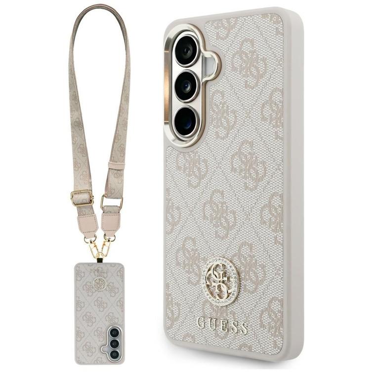 Guess case 4G Big Rhinestone Triangle Strap MagSafe for Samsung Galaxy S26 pink