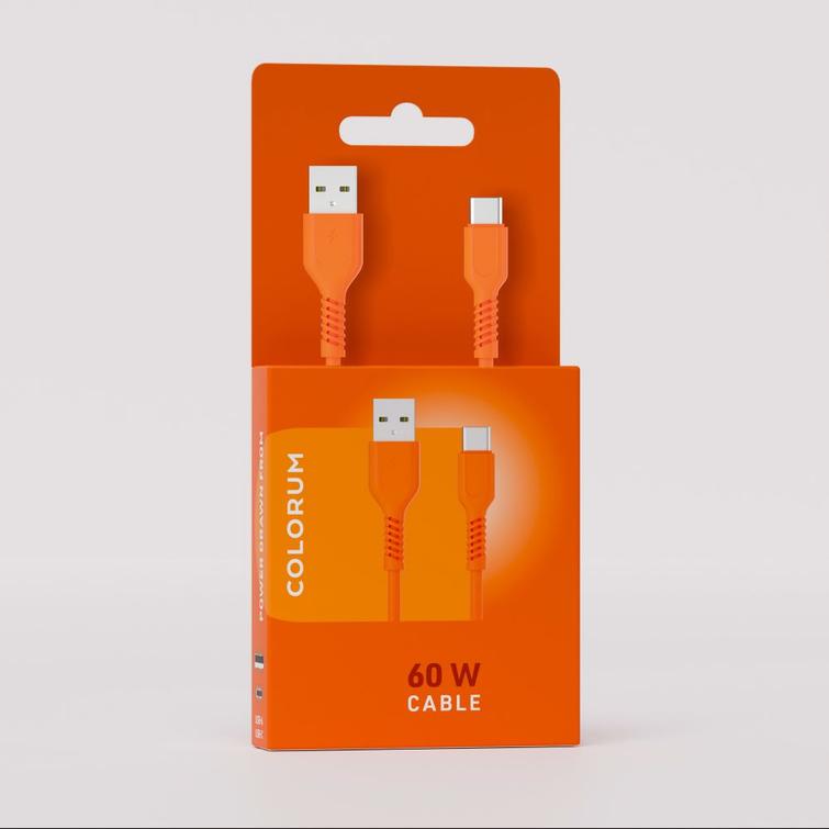 COLORUM kaapeli USB-A - USB-C 1,8m 3A CK60-AC-10 xOranssi