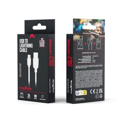 Maxlife USB-kaapeli - Lightning 1,0 m 2A valkoinen
