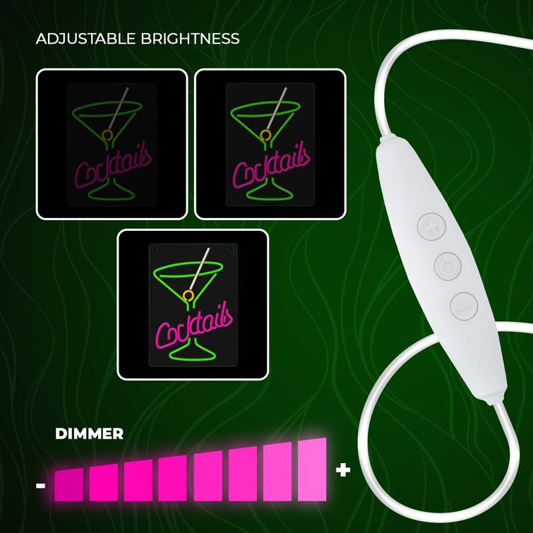 Neon PLEXI LED COCKTAILS -valot, pinkki, vihreä FPNE02X Forever Light