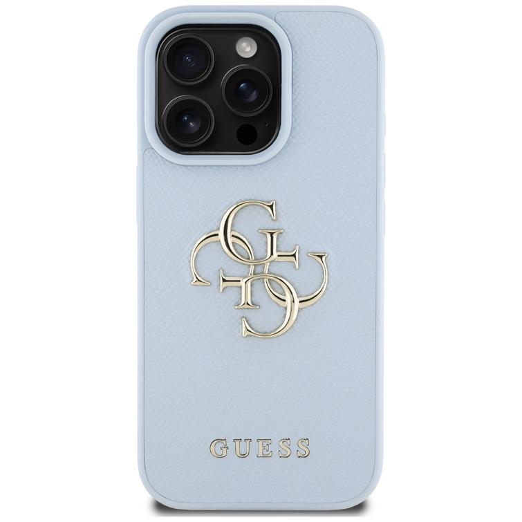 Guess Hardcase PU Grained Big 4G ja Classic Logo -suojakuori iPhone 16 Pro Maxille 6,9" Sininen