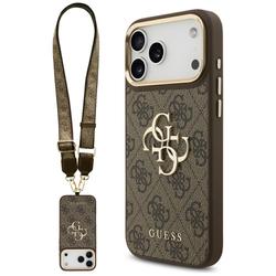Guess 4G Big 4G Classic Logo Big Strap Metal Buttons -suojakuori iPhone 17 Pro Maxille, ruskea