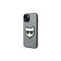 Karl Lagerfeld case for iPhone 14 Plus 6,7" KLHCP14MSAPCHG silver PU Saffiano case with Choupette Head Patch