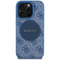 Guess HC MagSafe PU 4G Circle -suojakuori klassisella logolla iPhone 16 Pro Maxille, sininen