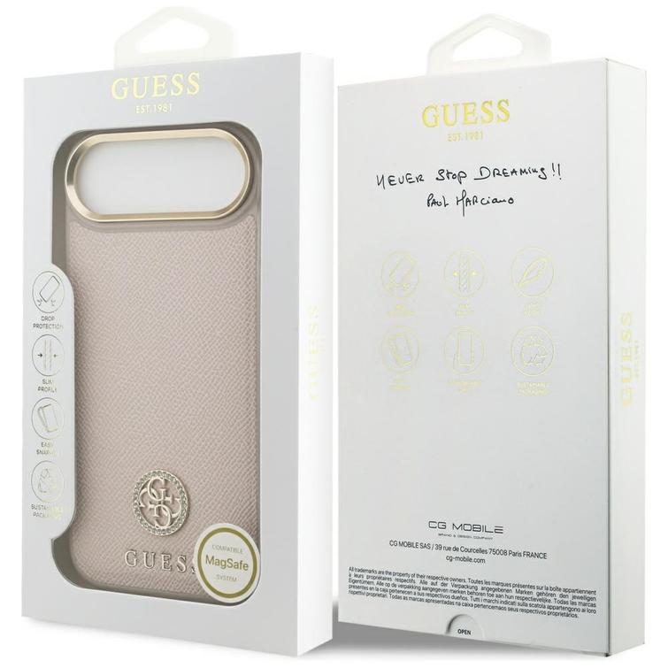 Guess Grained Strass Logo MagSafe -suojakuori iPhone Airille, pinkki