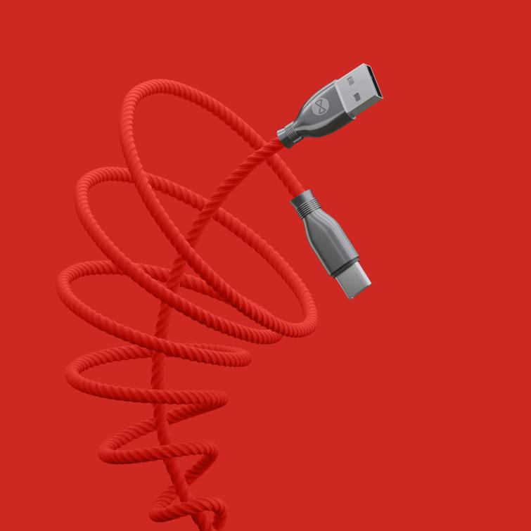 Forever Tornado -kaapeli USB - USB-C 1,0 m 3A punainen