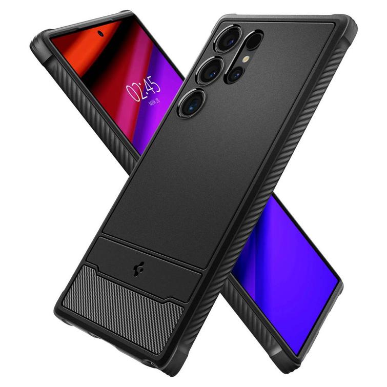 Spigen Rugged Armor -suojakuori Samsung Galaxy S24 Ultralle mattamusta