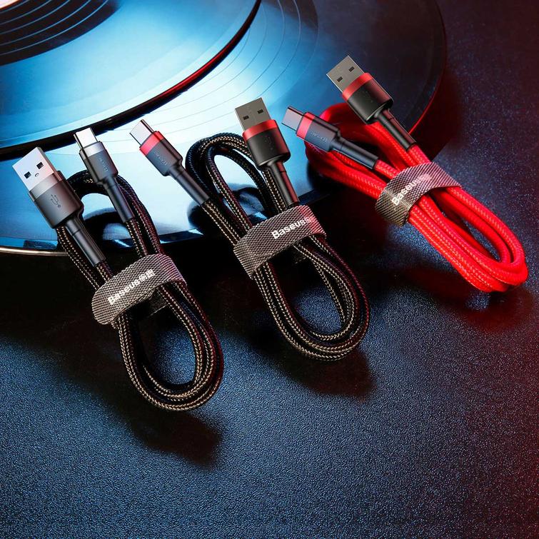 Baseus-kaapeli Cafule USB - USB-C 2,0 m 2A puna-musta