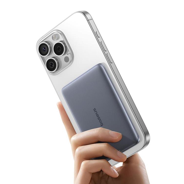 Baseus PicoGo AM41 magneettinen varavirtal&auml;hde 5000mAh 20W ultraohut, 60W USB-C-kaapelilla, harmaa