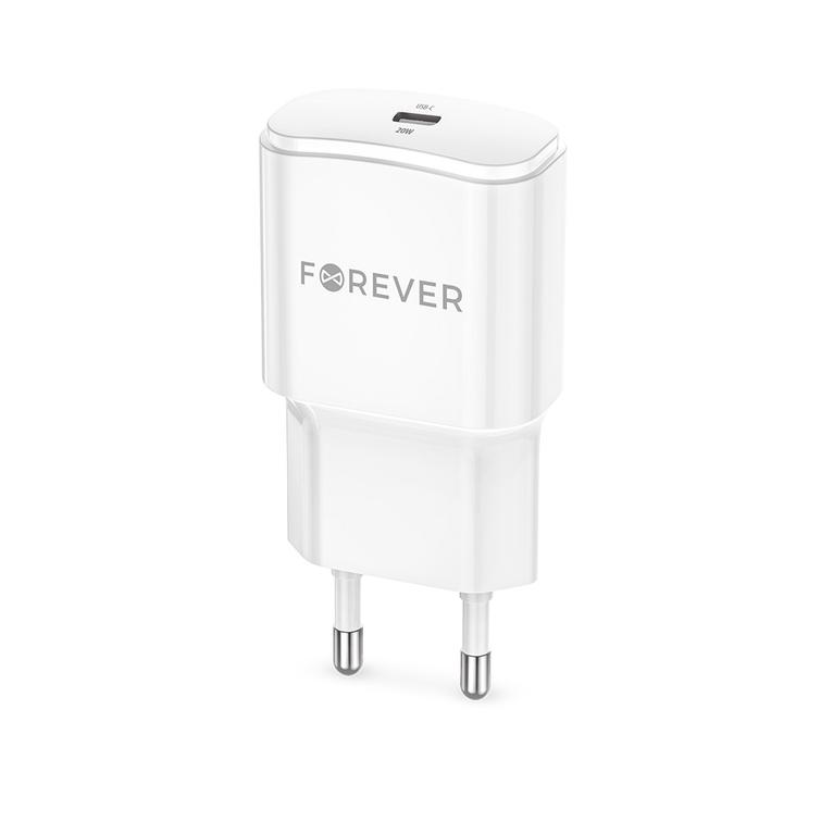 Forever TC-01-20C PD QC laturi 1x USB-C 20W valkoinen