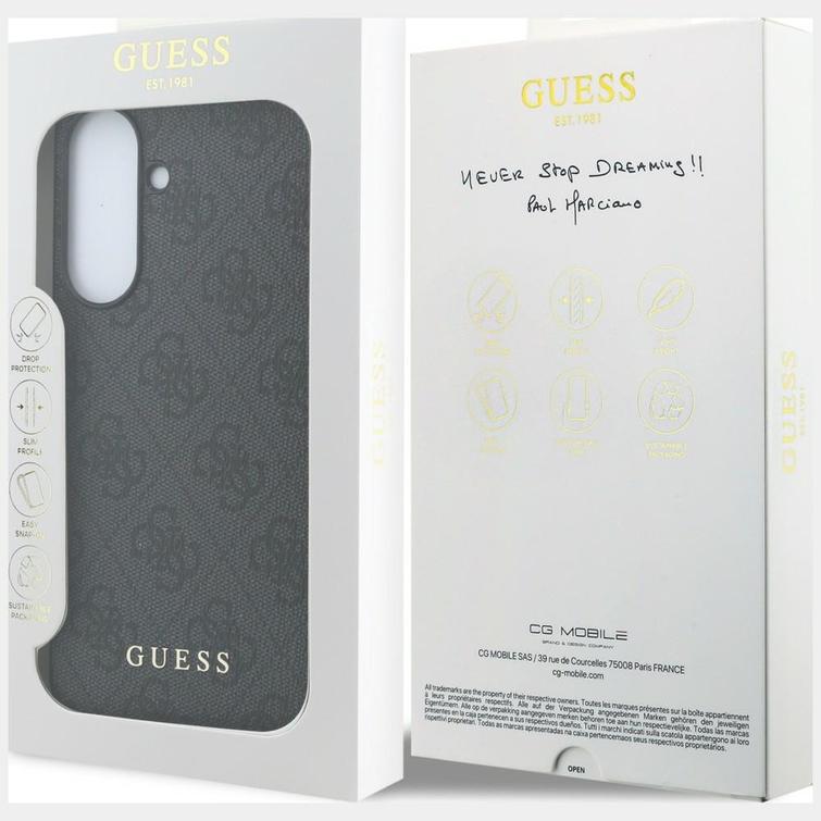 Guess HC PU 4G Classic Logo case with charm for Samsung Galaxy A57 black