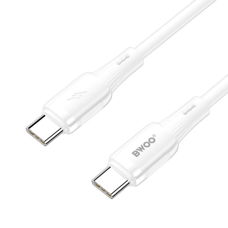 BWOO silikonikaapeli X329CC 65W USB-C 1m valkoinen