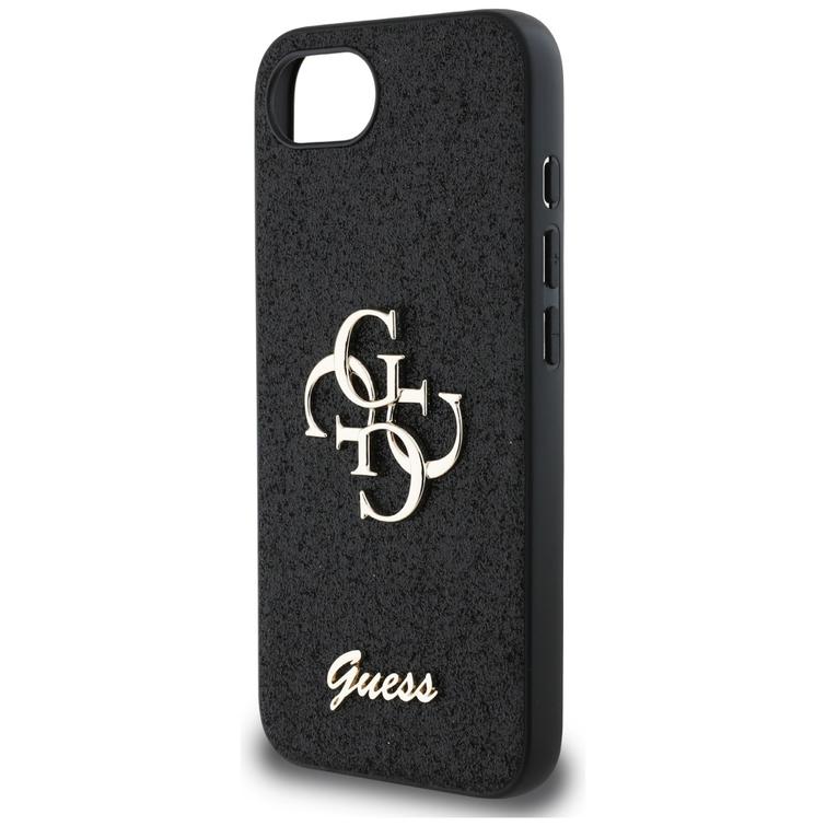 Guess HC Fixed Glitter Big 4G -suojakuori iPhone 16e:lle, musta