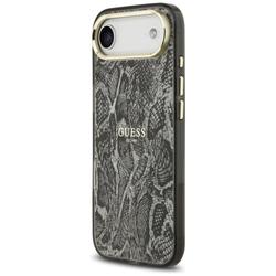 Guess Python Pattern MagSafe -kotelo iPhone Airille, musta