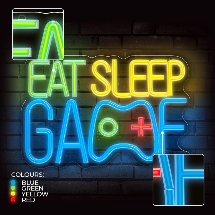 Forever Light Neon PLEXI LED EAT SLEEP GAME multicolor FPNE33