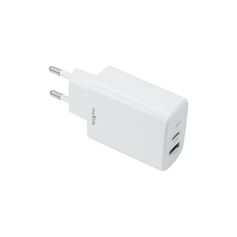 Maxlife MXTC-10-30AC PD QC laturi 1x USB-C 1x USB 30W valkoinen