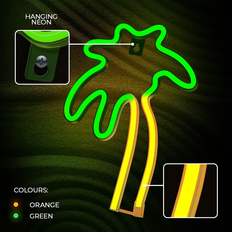 Neon LED-valo PALM vihreä oranssi NNE04 Neolia