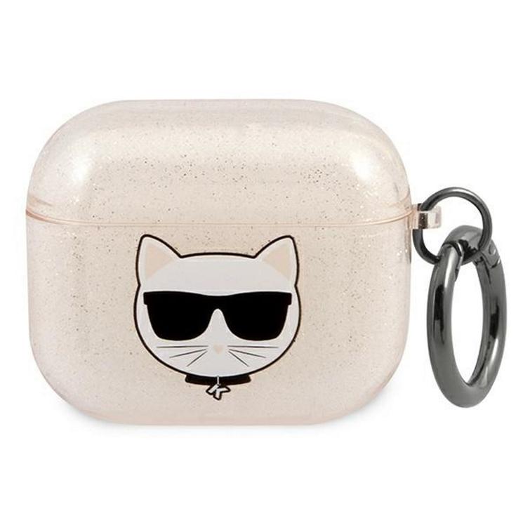 Karl Lagerfeld Airpods 3 -kuulokkeiden suojakuori KLA3UCHGD, kultainen Glitter Choupette