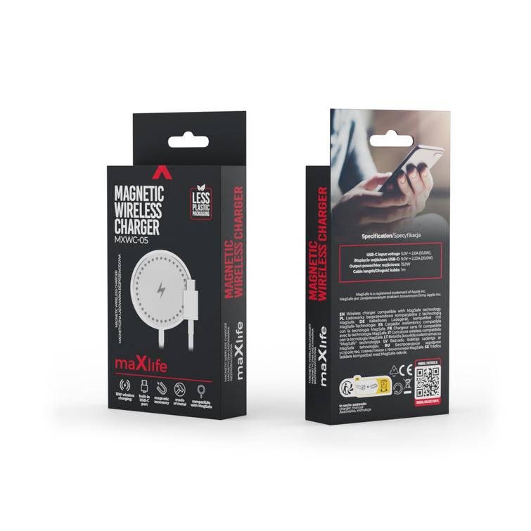 Maxlife MXWC-05 magneettinen langaton laturi 15W valkoinen