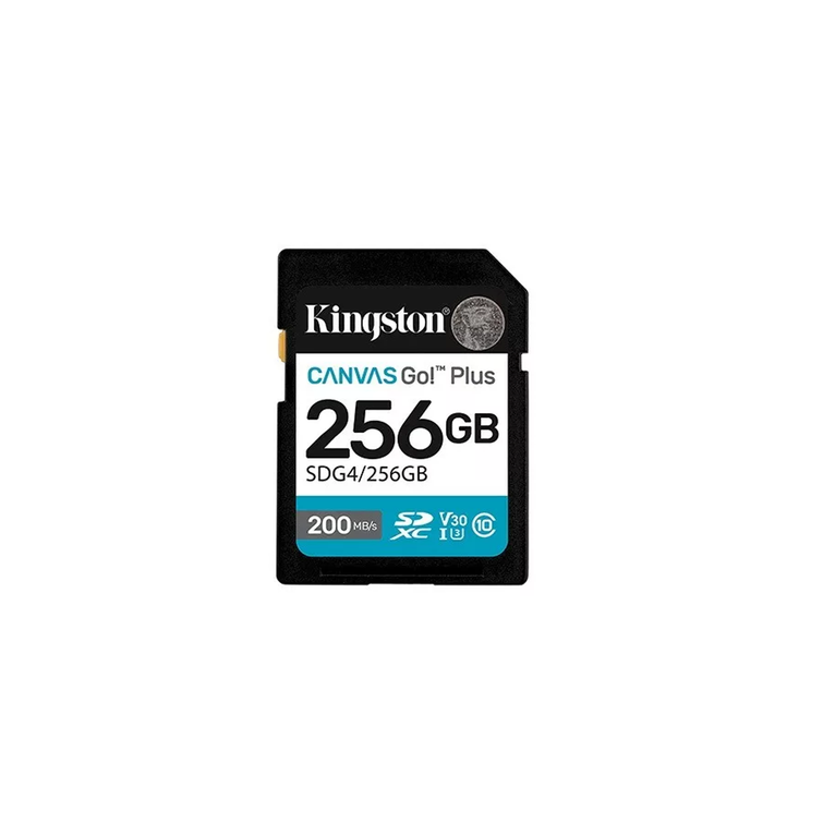 Kingstonin muistikortti 256GB SDXC Canvas Go Plus Gen4 200MB/s C10 UHS-I U3 V30