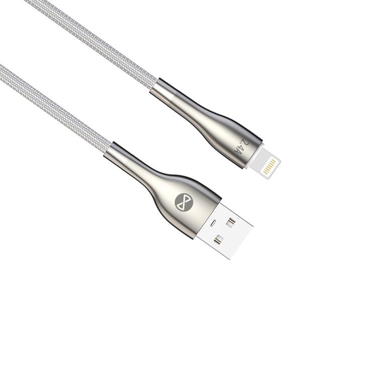 Forever Sleek USB-kaapeli - Lightning 1,0 m 2.4A valkoinen