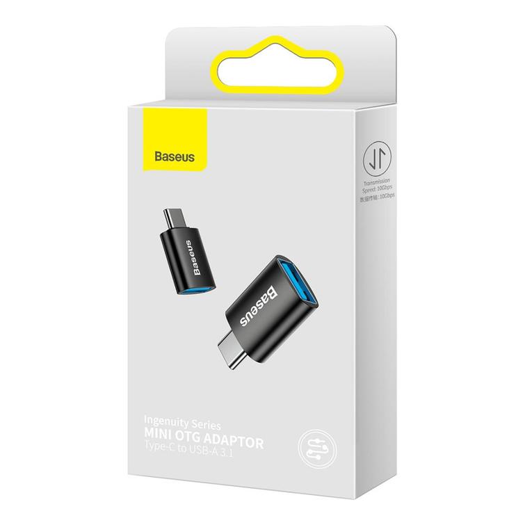 Baseus Ingenuity USB-C - USB-A 3.1 -sovitin, musta, OTG