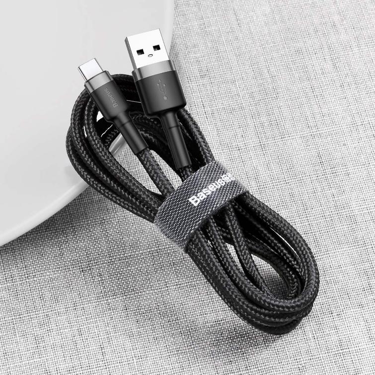 Baseus-kaapeli Cafule USB - USB-C 0,5 m 3A harmaanmusta