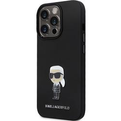 Karl Lagerfeld -suojakuori iPhone 14 Pro 6,1" KLHCP14LSMHKNPK musta HC silikoni Ikonik Metal Pin