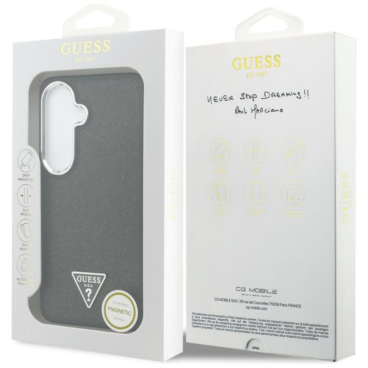 Guess case Fixed Glitter Triangle MagSafe for Samsung Galaxy S26 black