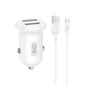 XO autolaturi CC67 12W 2x USB musta + USB - USB-C -kaapeli