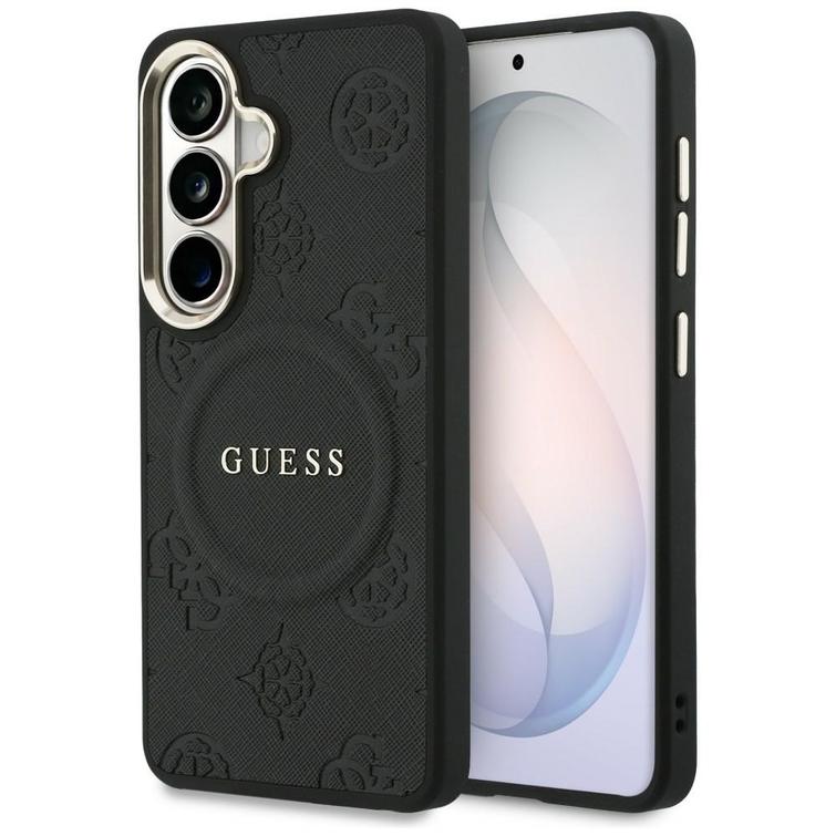 Guess case Saffiano Peony Embossed Ring MagSafe for Samsung Galaxy S26 Plus black