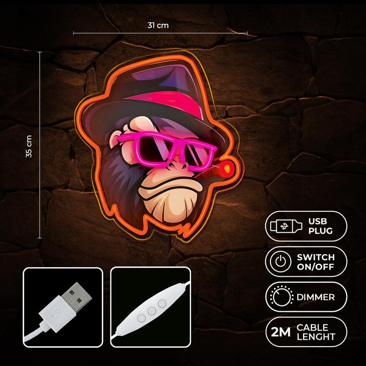 Neon ART LED GANGSTA MONKEY moniv&auml;rinen FLA03 Forever Light