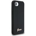 Guess HC Silicone Script Metal Logo -suojakuori iPhone 16e:lle, musta