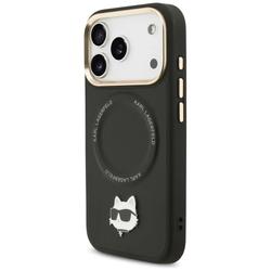 Karl Lagerfeld Big Strap Choupette Metal Logo MagSafe -kotelo iPhone 17 Pro Maxille, musta