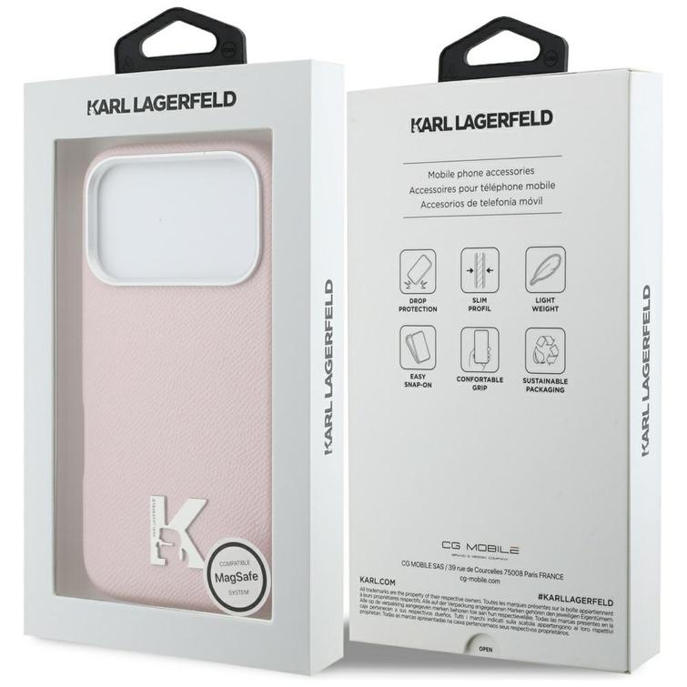 Karl Lagerfeld -suojakuori iPhone 17 Pro Max 6,9":lle, HC MAGSAFE PU FW W/ KHEAD LOGO PINK