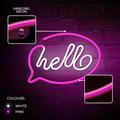 Neon LED-valo HELLO pinkki valkoinen lepakko + USB FLNE15 Forever Light