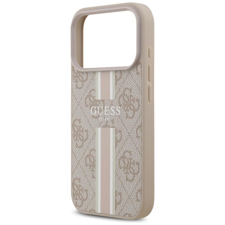 Guess 4G Printed Stripes MagSafe -kotelo iPhone 17 Prolle, pinkki