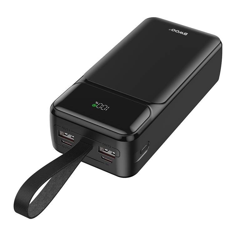 BWOO 65W varavirtal&auml;hde 30000 mAh 2x USB-A, 1x USB-C LCD-n&auml;yt&ouml;ll&auml;, musta