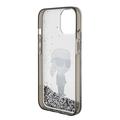Karl Lagerfeld iPhone 15 6,1" -puhelimen suojakuori KLHCP15SLKKNSK läpinäkyvä kovakuori Liquid Glitter Ikonik