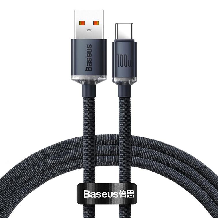 Baseus Crystal Shine USB-C - USB-C -kaapeli 1,2 m 100W musta