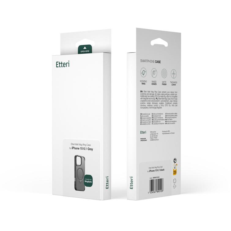 Etteri Matt Mag Ring suojakuori iPhone 16 Plus 6,7" harmaa