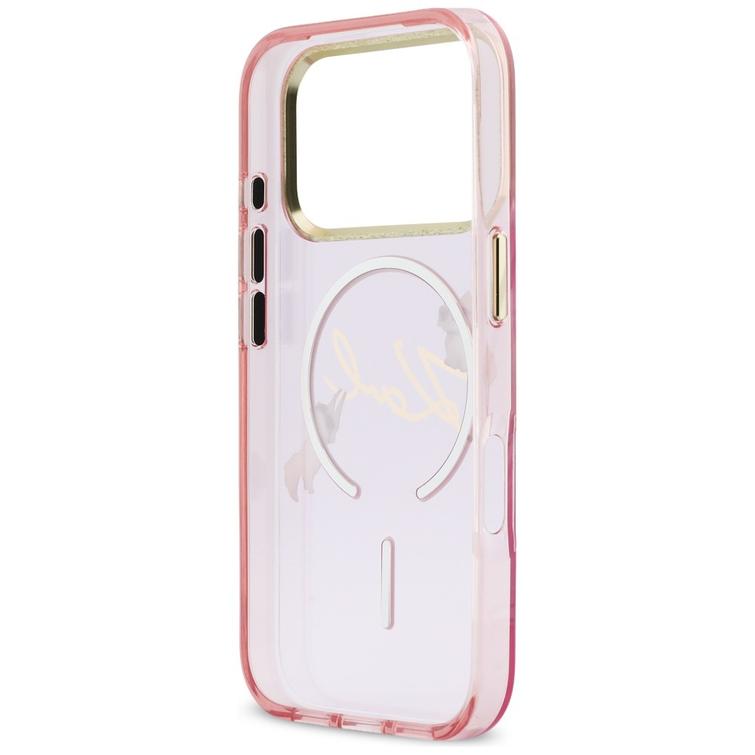 Karl Lagerfeld kotelo iPhone 17 Pro Max 6,9" IML Choupettes Karl Script Logo MagSafe vaaleanpunainen