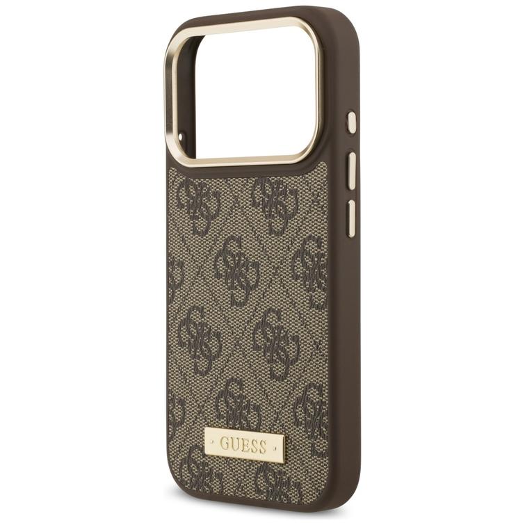 Guess 4G Logo Plate MagSafe case for iPhone 17 Pro brown