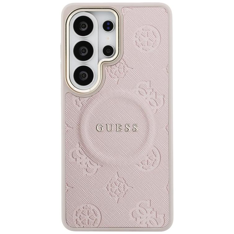Guess case Saffiano Peony Embossed Ring MagSafe for Samsung Galaxy S26 Ultra pink