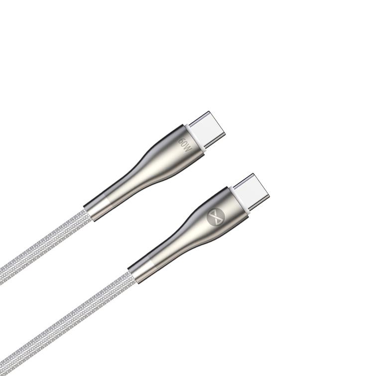 Forever Sleek -kaapeli USB-C - USB-C 1,0 m 60W valkoinen