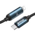 BWOO usb-c Lightning-kaapeli 1m 27W LED-n&auml;yt&ouml;ll&auml;, punottu, musta