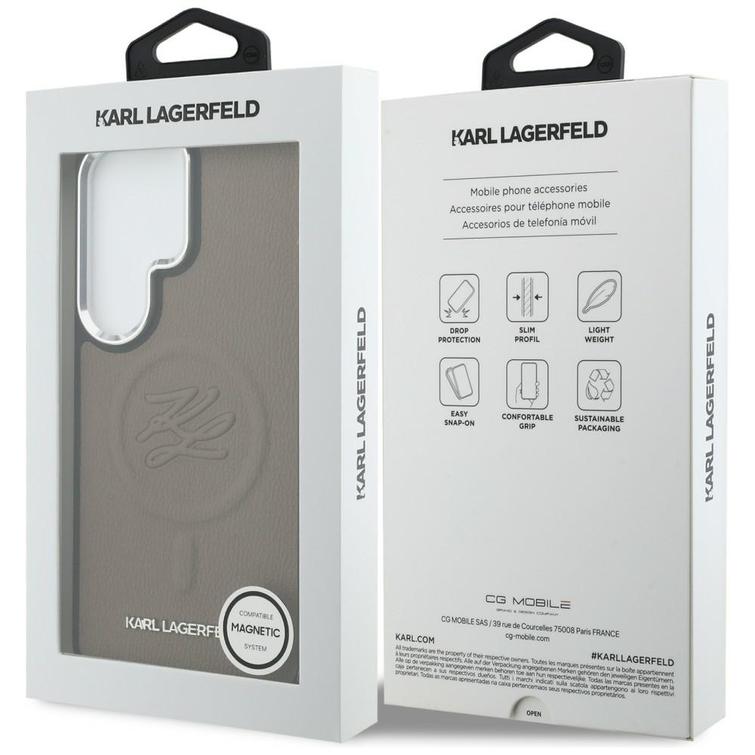 Karl Lagerfeld case Embossed Ring Initials MagSafe for Samsung Galaxy S26 Ultra brown