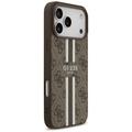 Guess 4G Printed Stripes MagSafe -kotelo iPhone 17 Pro Maxille, ruskea
